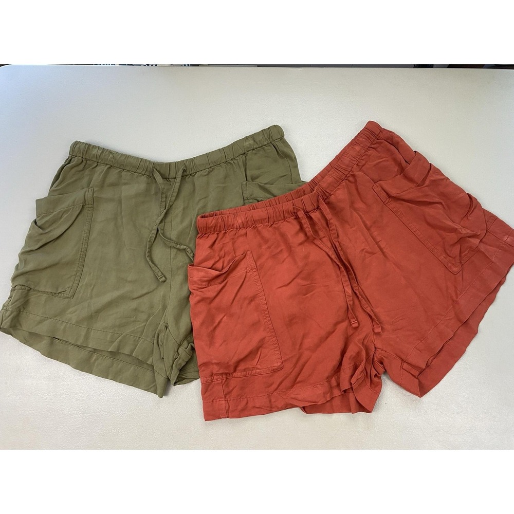 Old Navy Playa Cargo Shorts Womens Medium 2 Lot Green Red Earthy High Rise Baggy